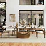 POVISON 94" Modern Dining Table for 8-10, Hobart Matte White Dining Room Table, Sintered Stone Tabletop with Bronze Carbon Steel Pedestal, 94 inch Rectangle Dining Table (Table Only)