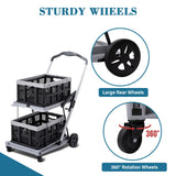 Collapsible Shopping Cart on Wheels, Folding Shopping Cart with 360° Swivel Wheels, Multi Use Utility Cart