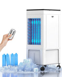 MOMOVOKA Swamp Cooler, 3 IN 1 Evaporative Air Cooler with 2 Gal Water Tank, 4 Ice Packs, 8H,3 Speeds, 4 Modes, Windowless Portable Air Conditioners for BedroomTimer (white&black) (white&black)