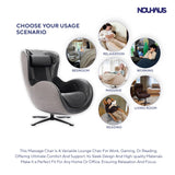 Nouhaus Heated Classic Massage Chair Full Body and Spot Massaging Recliner with Ottoman, Bluetooth Speaker, in-Chair Charger. Portable Shiatsu Body Massager Chair (Black)