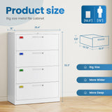 PEUKC 4 Drawer File Cabinet, Lateral Filing Cabinets for Home Office, Office Storage Drawers with Lock, Hanging Files Legal/Letter A4 Size (Assemble Required,White)