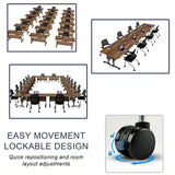Folding Conference Tables with Wheels, 61.0IN Modular Rolling Training Seminar Desk, Mobile Meeting Table for School Classroom Office Library Library (10, Walnut-A)