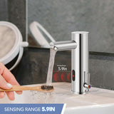 Automatic Touchless Bathroom Sink Faucet Sensor Motion Activated Commercial Hands Free Single Tap Temperature Control Adjustable Handle Auto Basin Brass Faucets for Home Vanity Chrome Polished Finish