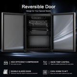 Antarctic Star 68 Can Beverage Refrigerator,Mini Fridge with with Stainless Steel Glass Door, Digital Temperature Display,Electronic Temperature Control, 1.7Cu.ft Silver