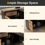 Office Desk with Drawers & Built-in Power Access, Large Executive Workstation with Storage Cabinet