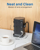 Power Strip Tower by KOOSLA, [15A 1500J] Surge Protector - 12 AC Multiple Outlets & 6 USB Ports KOOSLA