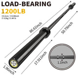 POWER GUIDANCE Olympic Barbell Bar, 7ft Strength Training Bar for Weightlifting, Home Fitness, 1200-Pound Capacity