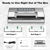 Upgraded Precision Fast-Vacuum Sealer, LIWUNON Commercial Full Automatic Food Vacuum Sealer Machine, Double Heat Seal, Built-in Cutter&Bag Storage, Powerful Food Vacuum Saver, 2 Bag Rolls&hose
