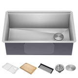 KRAUS Kore Workstation 30-inch Undermount 16 Gauge Stainless Steel Kitchen Sink, Single Bowl Kitchen Sink with Accessories, KWU110-30
