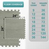 Sorbus 120 Sq. Ft. Wood Grain Floor Tiles Foam Mat EVA Interlocking Mats Tile 3/8-Inch Thick Flooring Wood Puzzle Exercise Mats w/Borders - Home Playroom Basement, Apartment, Trade Show, Baby, Dance