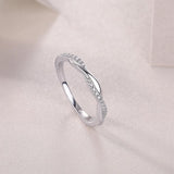 Oseew 0.25 carat Petite Twisted Vine Lab Grown Diamond Engagement Ring Engraving Text Promise Ring (white gold) Stackable Bands and Wedding Rings