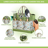 Garden Tool Set, 12 Pieces Gardening Kit Stainless Steel Tools with Floral Organizer Handbag Succulent Cultivation Lawn Supplies
