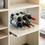 Buruis 6-Bottle Wine Rack, Modern Metal Countertop Wine Holder Stand for Kitchen, Pantry & Cabinet Storage, No Assembly Required, Silver