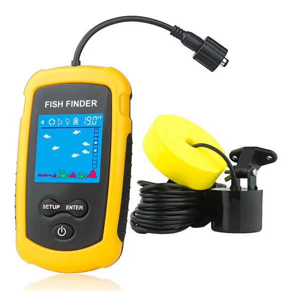 Portable Wired Fish Finder Ice Kayak Fishing Gear Depth Finder with LC ...