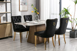 MOOLSUN Velvet Dining Chairs Set of 4, High Back Side Chairs, Modern Padded High-End Tufted Upholstered Chairs with Button-Tufted Back & Rear Pull Tabs, Gold Plated Leg E-Black(Gold Plated Leg)
