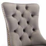 MOOLSUN Velvet Dining Chairs Set of 8, High Back Side Chairs, Modern Padded High-End Tufted Upholstered Chairs with Button-Tufted Back & Rear Pull Tabs, Gold Plated Leg E-Gray(Gold Plated Leg)