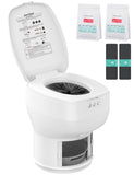 MODIWELL R1808 Fixed RV Dry Flush Toilet, Waterless Rechargeable, White