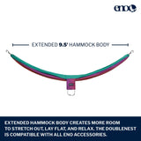 ENO DoubleNest Hammock - Lightweight, Portable, 1 to 2 Person Hammock - for Camping, Hiking, Backpacking, Travel, a Festival, or The Beach - Fade/Seaglass