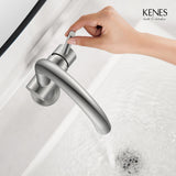 KENES Brushed Nickel Bathroom Faucet Single Handle Modern Prep Wet Bar Sink Faucet Bathroom Sink Faucets with Drain Assembly & Deck Plate, Farmhouse RV Camper Outdoor Utility Faucet, KE-9005B