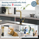 GIMILI Black and Gold Touchless Kitchen Faucet with Pull Down Sprayer, 15” Hight Single Hole Handle Kitchen Sink Faucets