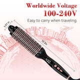 Ufree Ionic Thermal Brush, 1.5 Inch Heated Round Brush for Blowout, 30s Fast Heating Curling Brushes with 9 Temp Settings, Dual Voltage Travel Hair Styling Tool, Not Blow Dryer