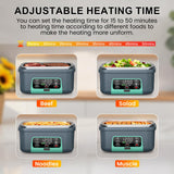 Omboos Cordless Electric Heated Lunch Box, XL 6.3Cups Rechargeable Food Warmer Lunch Box with Self Heating, Smart Timer, Adjustable Temperature, Leakproof, BPA Free, Removable Divider Dark Gray