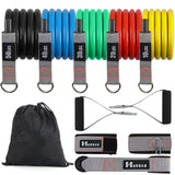 Resistance Bands with Handles for Working Out Women and Men, Exercise Bands with Door Anchor, Stretch Bands for Home Workouts, Simple Guide Included (5pcs TPE Set - 150 lbs)