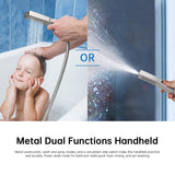 G-Promise All Metal 14 Inches Rain Shower Head with Handheld Built-in Power Wash Mode, 3-way Diverter with Pause Setting, 11 Inches Adjustable Extension Arm, Long Hose (Brushed Nickel, 14 Inches)