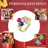Oseew 10k gold mother ring Customized 10k yellow gold 3 Birthstones Ring for Women Mother's Ring Personailzed 14k yellow gold 3 Birthstones Ring Family Rings Birthday Gift