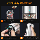 2Pack Electric Salt and Pepper Grinder Set USB Rechargeable with Warm LED Light, Adjustable Coarseness Lidaop Large Capacity Automatic Salt Pepper Mill Shakers for Kitchen, Sliver Set
