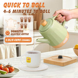 LONGSEED Ceramic Electric Kettle 1.2L, Automatic Shut Off Tea Kettle & Hot Water Boiler Pot For Coffee & Tea, Prevent Boil Dry, 1000W, Seed-green