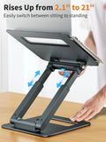 tounee Laptop Stand for Desk Adjustable Height, Telescopic Computer Stand with Pull Out
