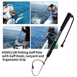 KOMCLUB Telescopic Fishing Gaff with Super Sharp Spear Hook Lightweight Hand Fish Gaff with Soft Rubber Nonslip Handle and Lanyard for Freshwater Offshore Fishing Boating and Outdoors (47.24")