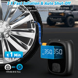 Tire Inflator Portable Air Compressor – Fast Inflation, Auto Shut-Off & LED Display | High-Power Air Pump for Car, Motorcycle & Bike Tires, USB Rechargeable & Compact Design, Gifts for Men