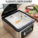 Wevac Chamber Vacuum Sealer, 12” Seal Bar, Auto Vacuum Time, Deep Chamber with Easy-Clean Design, Commercial-Grade for Meats, Liquids, Soups, Sous Vide & Mason Jars, CV12 Pro