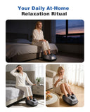 KING RELAX Shiatsu Foot Massager with Heat, 2026 Upgraded Deep Kneading and Squeeze Massage for Plantar Fasciitis, LCD Touch Panel & Remote Control, Modern Sculpted Design, Fits Up to Men Size 14 Gray