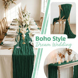 6 Pack Emerald Green Cheesecloth Table Runner 17x108 Inch 9FT Semi Sheer Boho Gauze Table Runners for Wedding Baby Shower Birthday Party Home Bridal Shower Event Decor