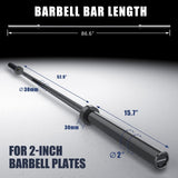 TECHNOAGE 7FT Olympic Barbell, 40LB Olympic Weight Bar with 2-Inch Sleeves, 700LB Capacity Alloy Steel Weight Lifting Bar for Squat, Bench Press, Deadlift, Strength Training, Home Gym, Black