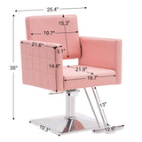 BarberPub Salon Chair for Hair Stylist, Hydraulic Stylist Chair, Adjustable Height, PVC Leather, 360 Degrees Swivel, Barbershop, Home Salon, Adult 8821 (Pink)