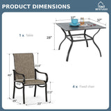 MFSTUDIO Patio Table and Chairs Set of 4, Textilene High Back Chairs