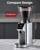 Tuni G1 Conical Burr Coffee Grinder, 48 Grind Settings Anti-static Burr Mill, Precision Electronic Timer and LED Touchscreen, Silver