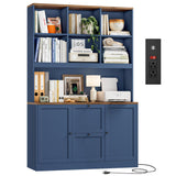 72'' Tall File Bookcase with Power Outlet & Printer Stand, 2 Filing Drawers