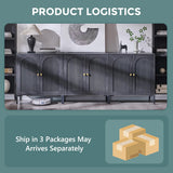 IFGET 92.63" W Modern Arch Sideboard Buffet Cabinet with Storage, Dark Grey