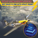 LEAMBE Brushless 4 Channel RC Plane, Ready to Fly Aerobatic Aircraft, Easy Control for Beginners, P51 Mustang RC Airplane for Adults Green
