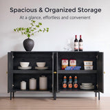 IFGET 92.63" W Modern Arch Sideboard Buffet Cabinet with Storage, Dark Grey