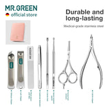 MR.GREEN Fashion Imprint Manicure Sets Professional Nail Clipper Set Personal Care Tool Kits Nial Cutter Gift With Leather Case (Pink(8Pcs Set))