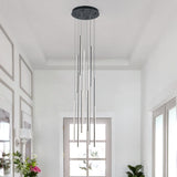 BESTWEST 118" Modern LED Chandelier, Clustered Led Pendant Light, 12-Lights Dimmable High Ceiling Large Hanging Lighting Fixture for Loft Villa Living Room Stairs Foyer (Black-80W-12 Lights)