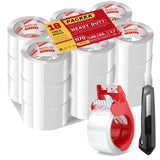 PACKKA Heavy Duty Packing Tape for Moving Boxes and Packaging Supplies, 6/12/18/24 Rolls Clear Moving Tape with Dispenser and Utility Knife, 1.89in. X65yd, Mailing and Moving Supplies (18)