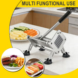 JXRLBHkuaj Professional French Fry Cutter, Heavy Duty Stainless Steel Potato Slicer with 1/2" & 3/8" Square Blades, Manual Veggie Cutter for Carrot/Cucumber/Onion, Commercial & Home Use, Silver JXR02
