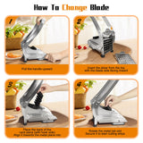 French Fry Cutter, Stainless Steel Potato Cutter Slicer with 1/2" & 3/8" Blades, Non-Slip Suction Base, Manual Potato Fry Cutter for Potatoes, Carrot, Cucumber for Home Kitchen Use
